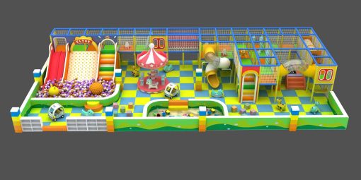 Colorful Carousel and Slide Indoor Playground